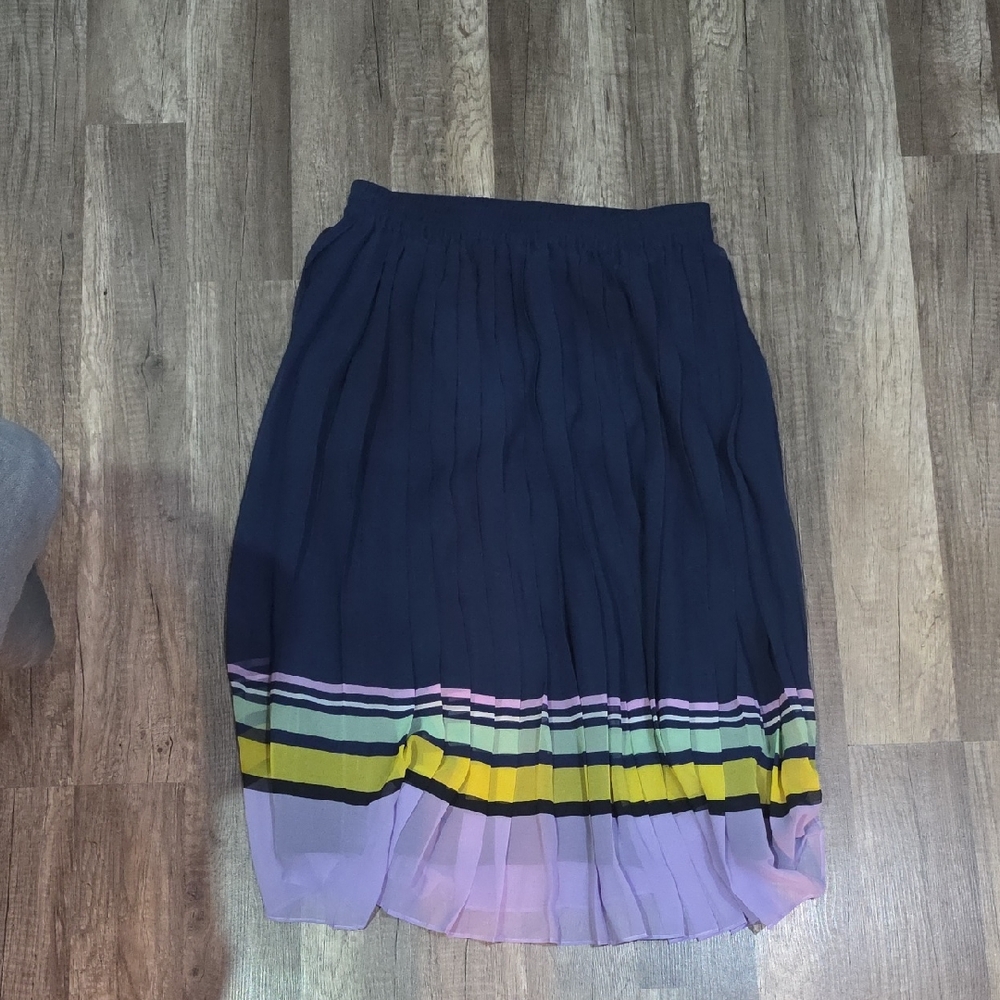 Halogen Multicolor Striped Midi Skirt